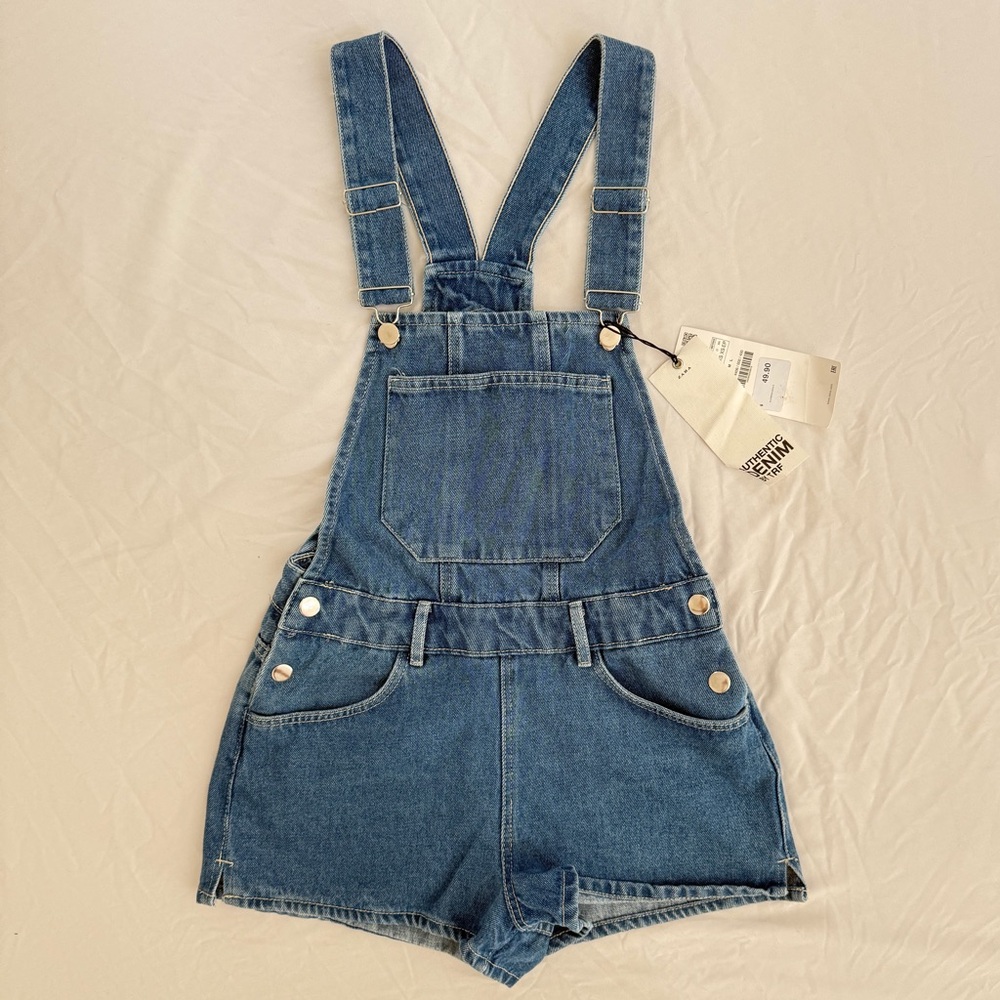 Zara Blue Denim Women’s Jean Overalls Shorts